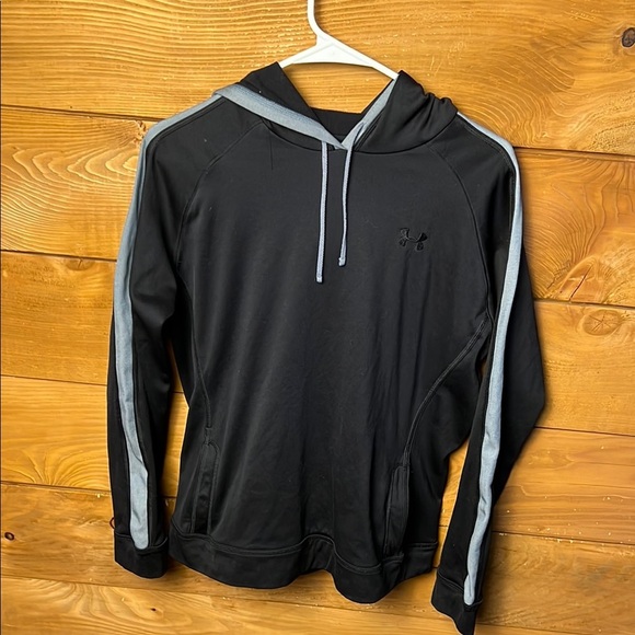 Under Armour Wonens Sweatshirt hooded black Large Lightweight Reflective Pockets - Picture 1 of 8